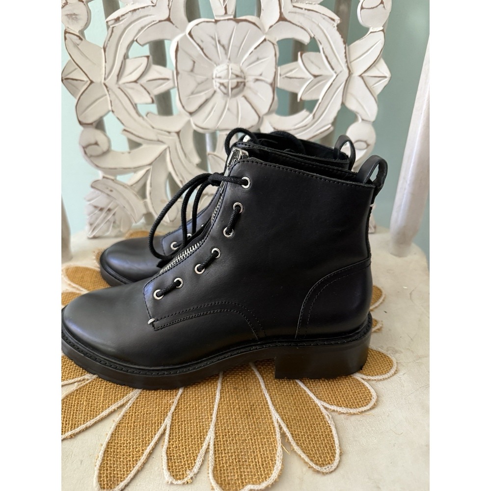 RAG & BONE Womens Cannon Combat Zipper Boots Black Leather Size 40 (9.5) $595 - Picture 4 of 10